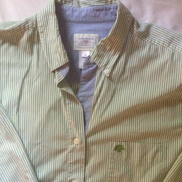 Susan Bristol Tops - EUC Susan Bristol green stripe Indian cotton shirt
