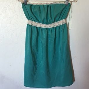 Teal Roxy Strapless Dress