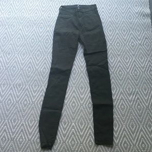High-waisted dark olive skinny jean