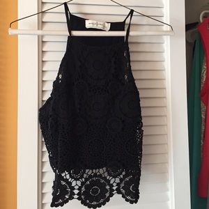 Abercrombie & Fitch black lace crop top