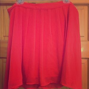 Flowy A-line bright orangey-red midi skirt