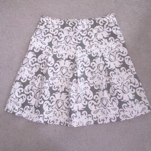 Cream/Olive Pleated Damask Skirt