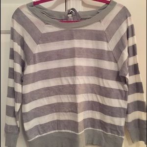 AE Grey and white striped 3/4 sleeve top