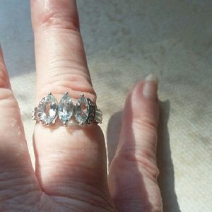 Aquamarine ring and matching earrings in sterling