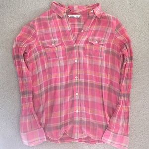 Plaid Pink Button-Up Blouse