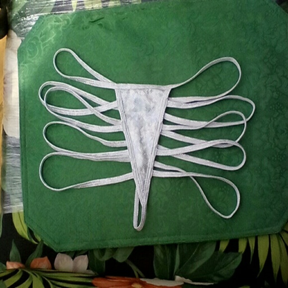 NWOT SILVER ?? METALLIC STRIPPER ?? RAVE PANTIES