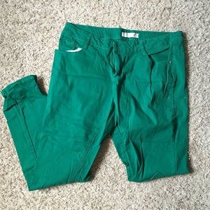 Green skinny jeans
