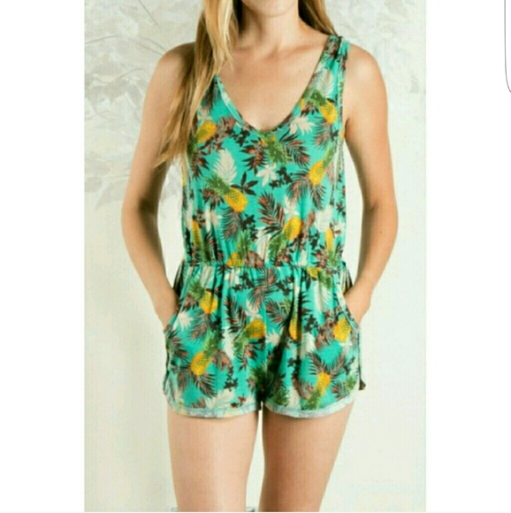 LAST ONE🌺Pineapple Mint Romper - Picture 2 of 4