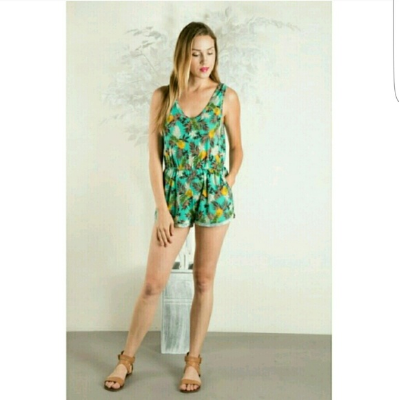 LAST ONE🌺Pineapple Mint Romper - Picture 3 of 4