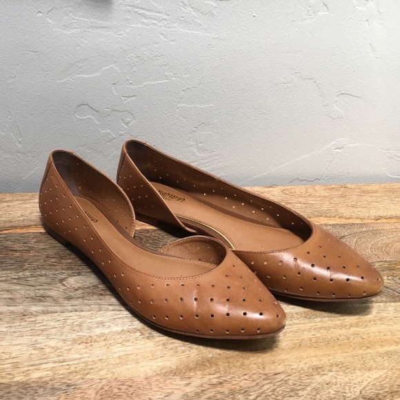 Crown Vintage Tan Leather Perforated Dot Flats