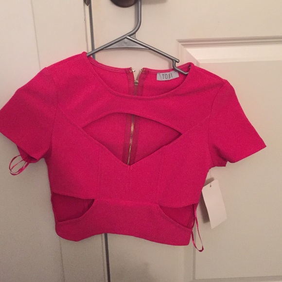 Tobi hot pink crop top