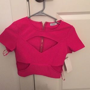 Tobi hot pink crop top