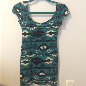 Turquoise tribal body-con summer dress