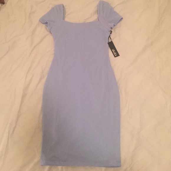 Baby blue body con midi dress