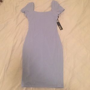 Baby blue body con midi dress
