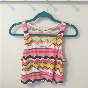 Multi-colored flowy crop tank