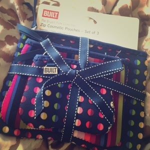 Built zip cosmetic pouches - set of 3 !