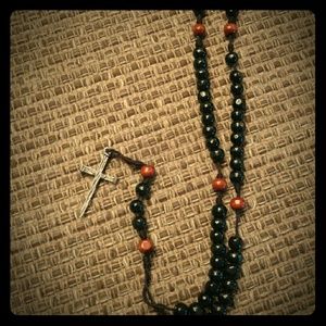 Wooden bead corded rosary