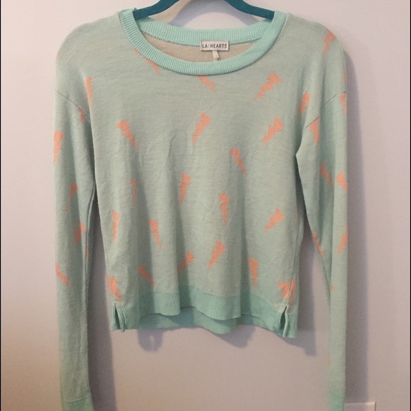 Aqua blue lightening bolt sweater