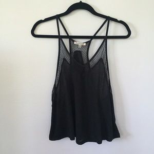 Black Polka Dot Mesh Tank by Lucca Couture