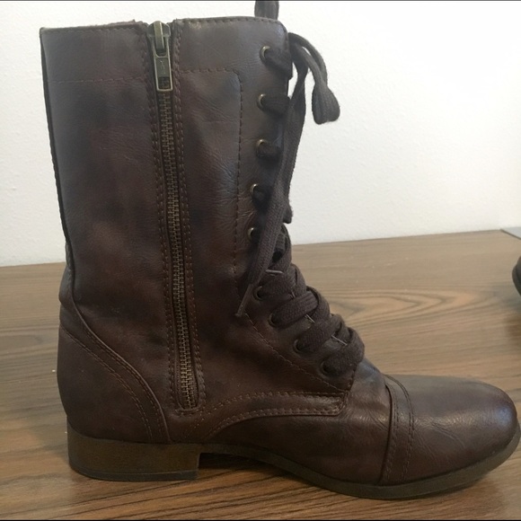 Brown combat boots size 8 1/2