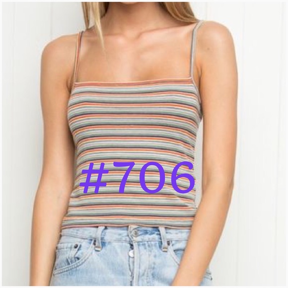 Brandy Melville Brown Stripes Faye Tank NWT