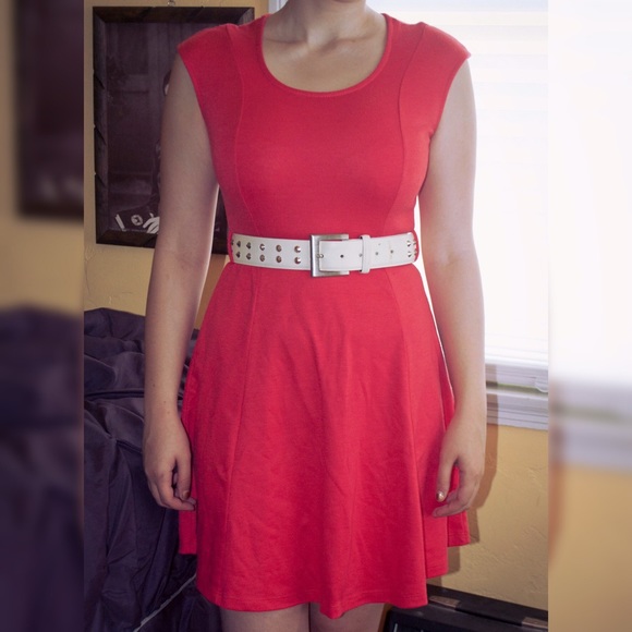 Salmon Fit-And-Flare Dress