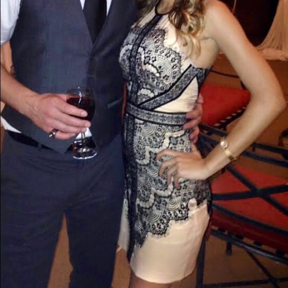 Bebe Black & Lace Nude Dress