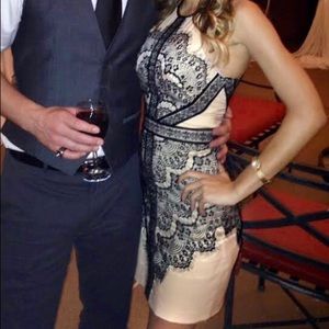 Bebe Black & Lace Nude Dress