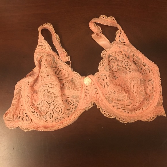 Worn Pink Lace Bra