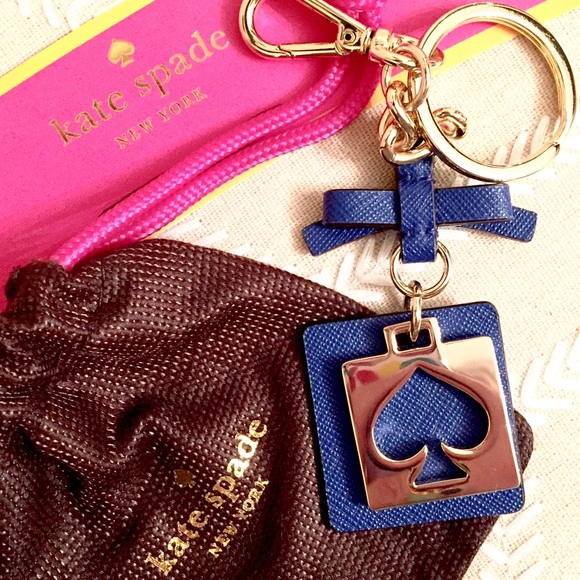 💕Kate Spade Cobalt Leather & Gold Keychain💕