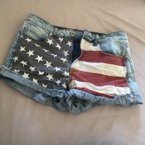 American Flag high wasted Jean shorts