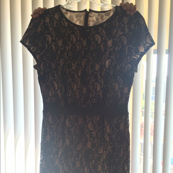 Black lace dress with cream lining