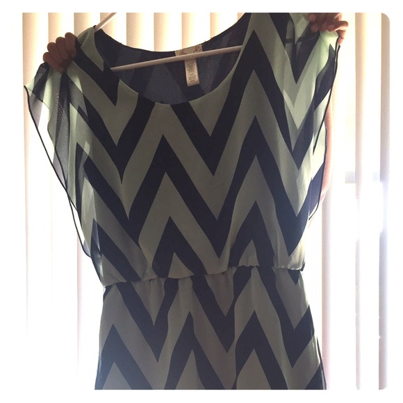 Navy/teal chevron dress