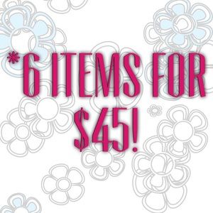 Any 6 listing $12 or under for $45!