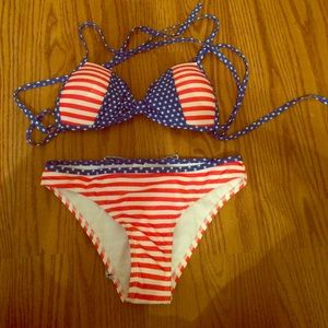 American Flag bow swimsuit stars stripes bikini