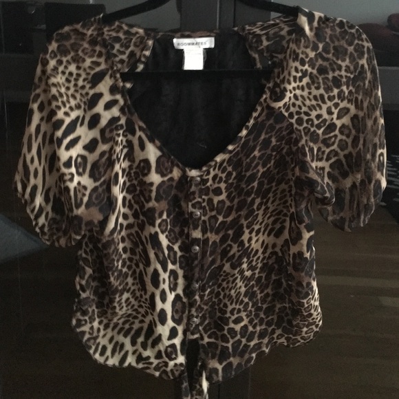 A cheetah sheer top