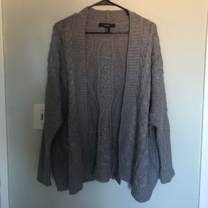 Grey Cable Knit Cardigan