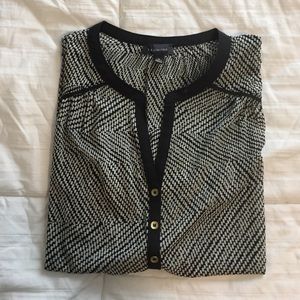 Shear 3/4th sleeve black and white Limited Blouse