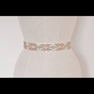Rose gold beaded satin bridal sash