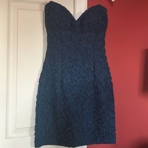 Adorable strapless teal cocktail dress