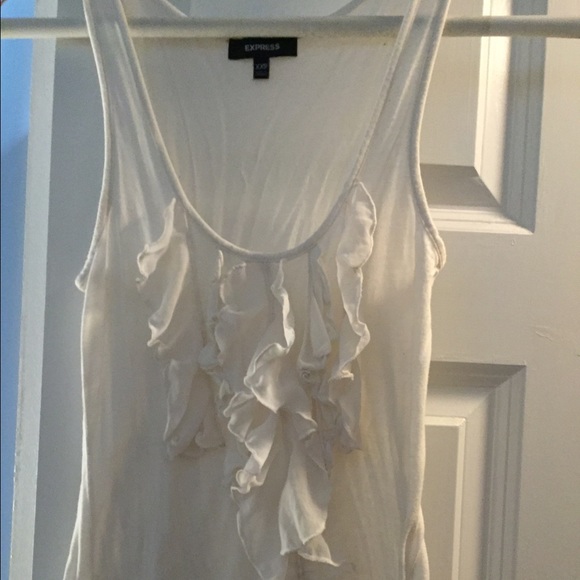 Express white tank w ruffle detail