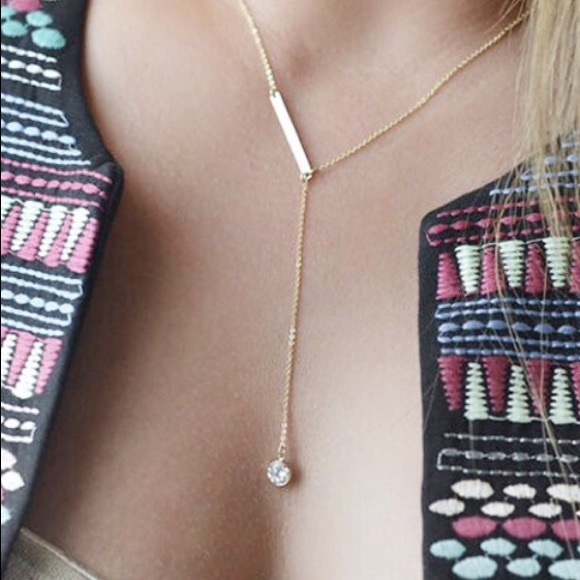 Dainty Golden Crystal Water-Drop Necklace