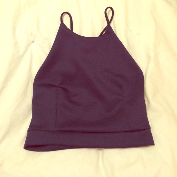 Sexy navy blue open back crop top