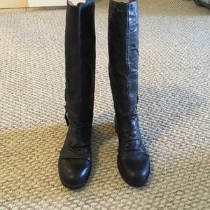 Nine West Black leather moto tall boots
