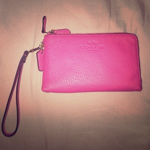 Coach double zip wristlet
