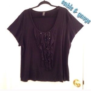 Cable & Gauge Short Sleeve Tee with Ruffles