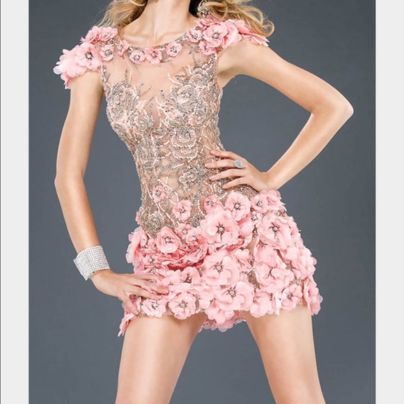 Jovani pink floral dress