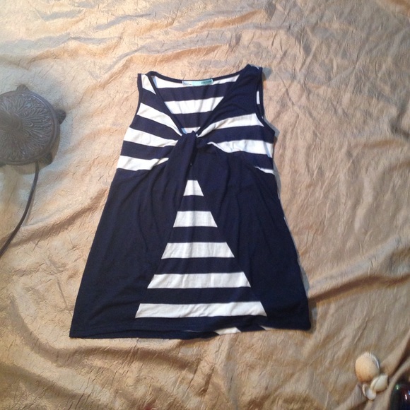 Navy and white blouse