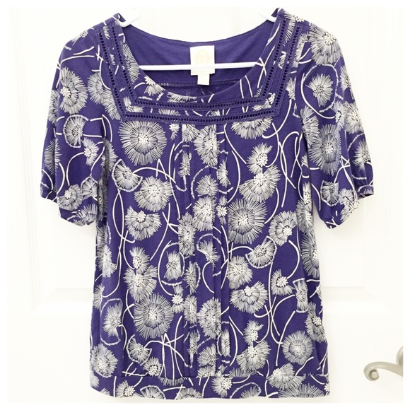 Anthropologie Purple Floral Top